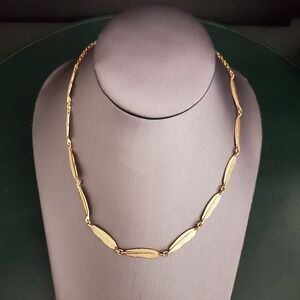 Spartina 449 Gold Plate Necklace with Gold Plated Etched Feathers Mermaid Signed
